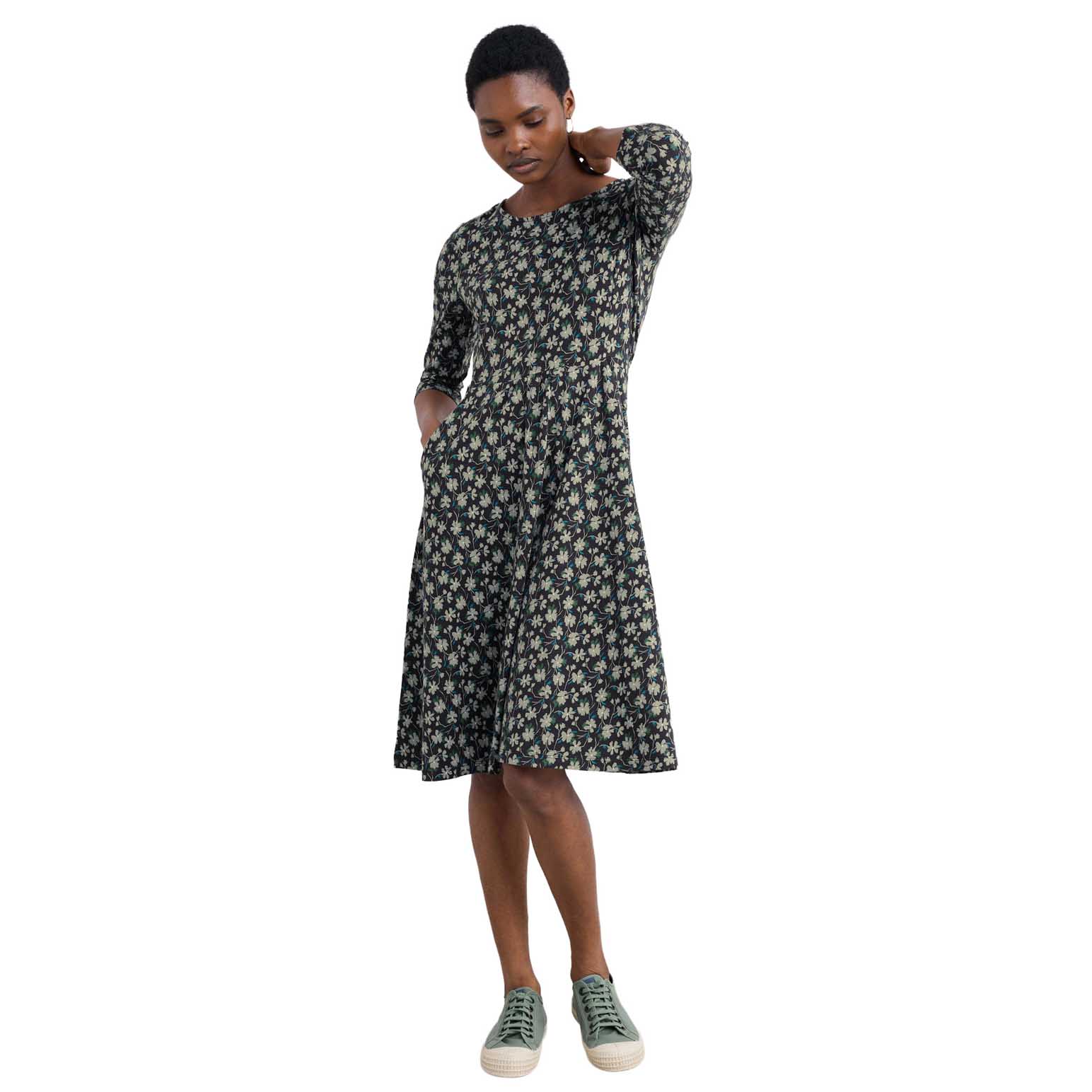 Seasalt Cornwall April Dress Smudge Floral Onyx